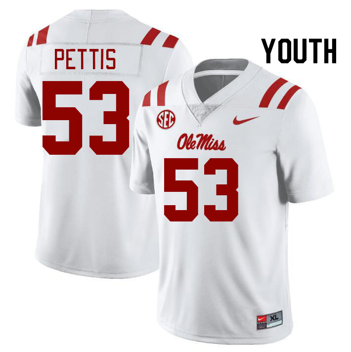 Youth #53 Cephas Pettis Ole Miss Rebels College Football Jerseyes Stitched Sale-White